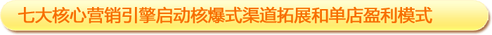 七大核心營銷引擎啟動核爆式渠道拓展和單店盈利模式